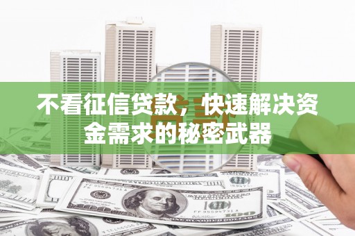 广饶不看征信贷款，快速解决资金需求的秘密武器